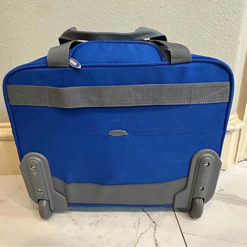 Delsey Underseat Carry On Rolling Tote Blue Softside Travel Bag